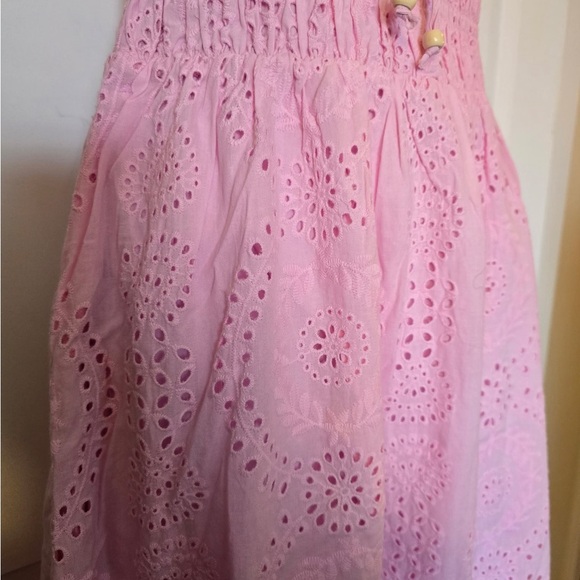 Melloday Womans Pink Eyelet Maxi Dress Size Small NWT Spaghetti Straps Tie Front - Picture 3 of 9